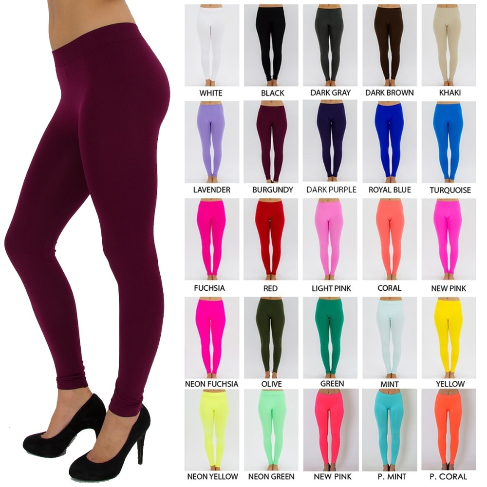 Seamless Full Length Tights Basic Solid Leggings